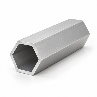 Raw aluminum hexagonal canopy frame tube, illustrative cross-section