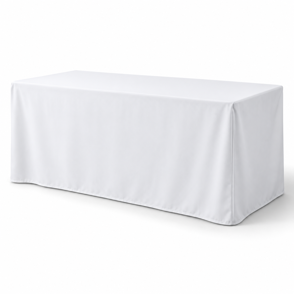 Illustrative unbranded 6 ft four-sided fitted table throw; Hills-style construction.