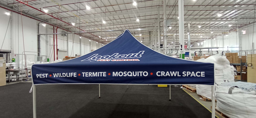 Custom printed pop-up canopy tent for Lookout Pest Control