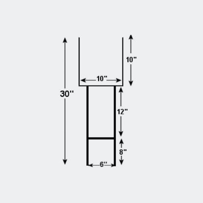 Heavy-duty goal post 10 × 30 in — hardware dimensions