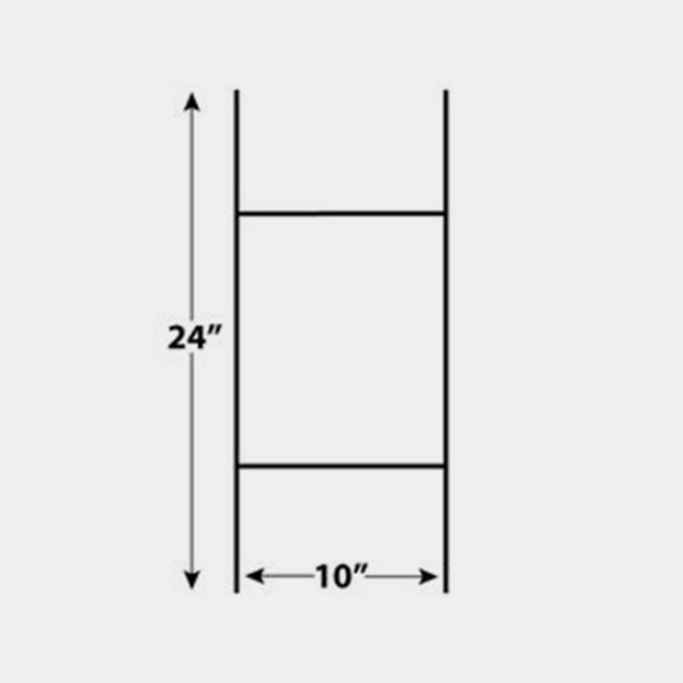 10 × 24 in H frame — hardware dimensions