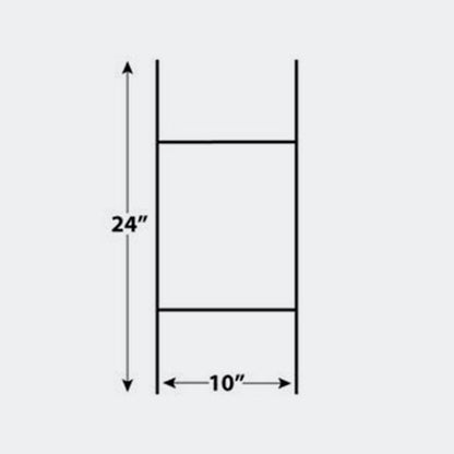 10 × 24 in H frame — hardware dimensions